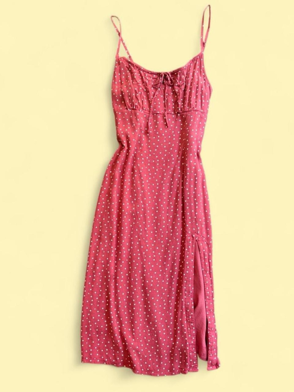 Abercrombie & Fitch red and white polka dot midi dress